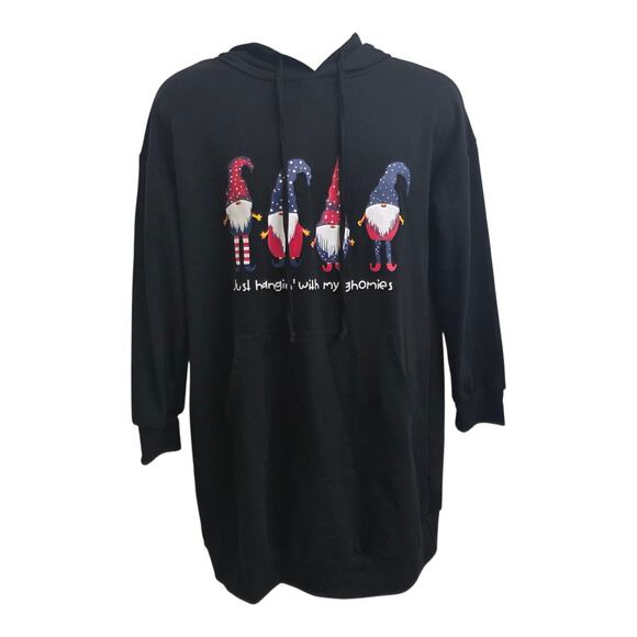 Just Hangin With My Gnomes Pullover Hoodie Lightweight Oversized Small Holiday - Picture 3 of 6